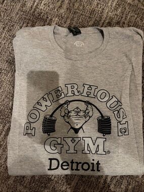 Grey Powerhouse Gym Detroit Graphic Tee - Black Print